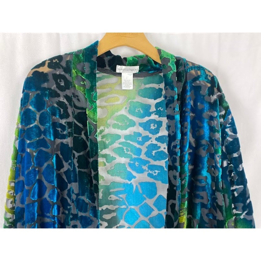 Draper's & Damons Burnout Velvet‎  Boho Chic Abstract Long Sleeve KimomoL - Picture 3 of 16